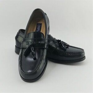 Mens Size 8 Black Leather Loafers Chaps Tassel